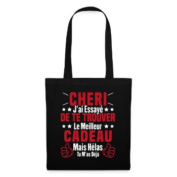 Chéri Saint Valentin Amour Couple Humour - Sac en tissu - noir - Devant