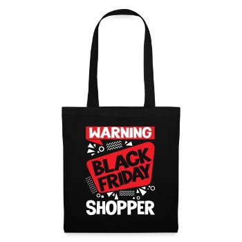 Warning Black Friday Shopper - Stoffbeutel - Schwarz - Vorne