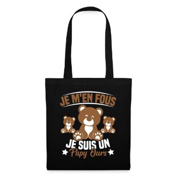 Je m en fous je suis un Papy ours Grand père - Sac en tissu - noir - Devant