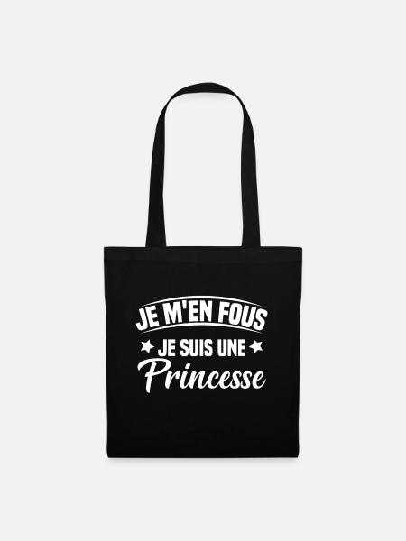 je m'en fou je suis une princesse - Sac en tissu - noir