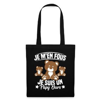 Je m en fous je suis un Papy ours Grand père - Sac en tissu - noir - Devant