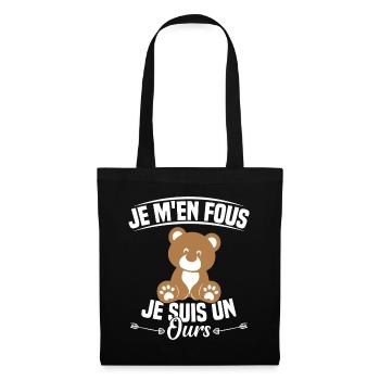 Je M'en Fous Je Suis Un Ours - Sac en tissu - noir - Devant