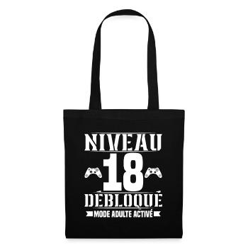 niveau 18 débloqué anniversaire 18 ans - Sac en tissu - noir - Devant