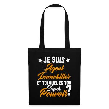 Super Agent Immobilier Humour Cadeau - Sac en tissu - noir - Devant