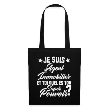 Super Agent Immobilier Humour Cadeau - Sac en tissu - noir - Devant