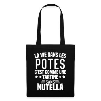 Tartine sans chocolat Humour Cadeau - Sac en tissu - noir - Devant