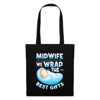 Hebamme Wir Verpacken Die Besten Geschenke - Stoffbeutel - Schwarz - Vorne