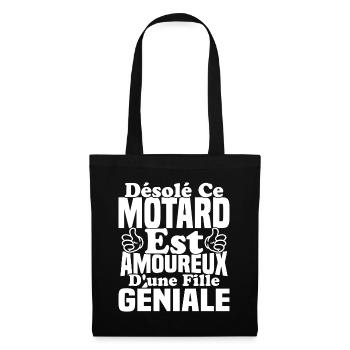 Motard est amoureux d'une fille géniale - Sac en tissu - noir - Devant