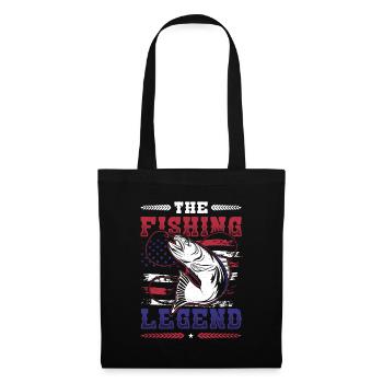 The Fishing Legend, Angler, American Flag - Tote Bag - black - Front