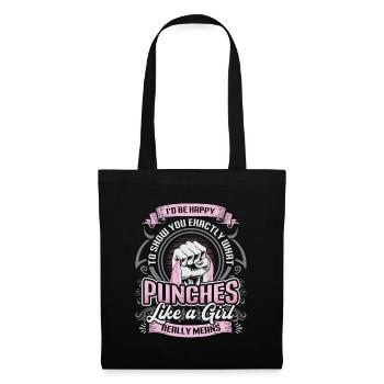 Show what "punches like a girl" means: - Tote Bag - black - Front
