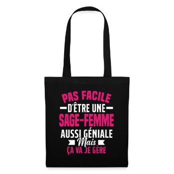 sage-femme et géniale mais ça va je gère - Sac en tissu - noir - Devant