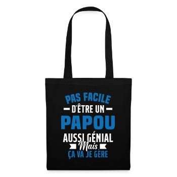 papou génial cadeau humour papou - Sac en tissu - noir - Devant