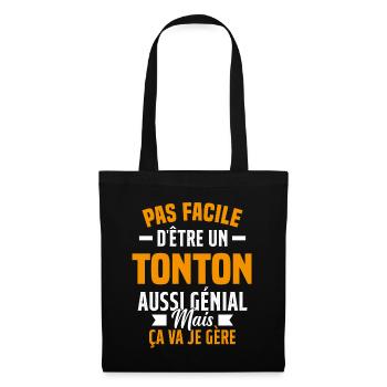 tonton génial cadeau humour tonton - Sac en tissu - noir - Devant