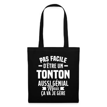tonton génial cadeau humour tonton - Sac en tissu - noir - Devant