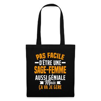 sage-femme et géniale mais ça va je gère - Sac en tissu - noir - Devant