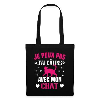 je peux pas j'ai câlins avec mon chat Cadeau - Sac en tissu - noir - Devant