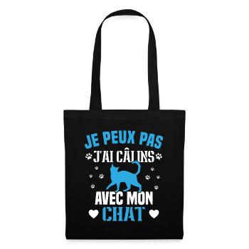 je peux pas j'ai câlins avec mon chat Cadeau - Sac en tissu - noir - Devant