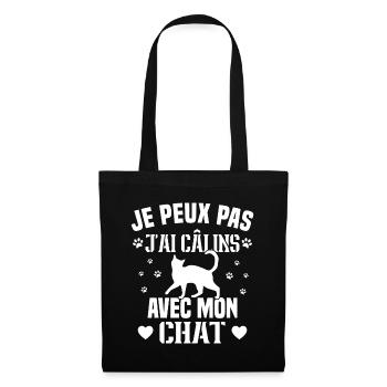 je peux pas j'ai câlins avec mon chat Cadeau - Sac en tissu - noir - Devant