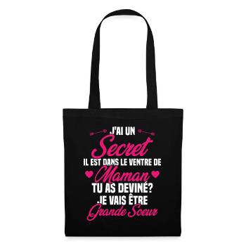 Tu as deviné je vais être grande soeur Humour - Sac en tissu - noir - Devant