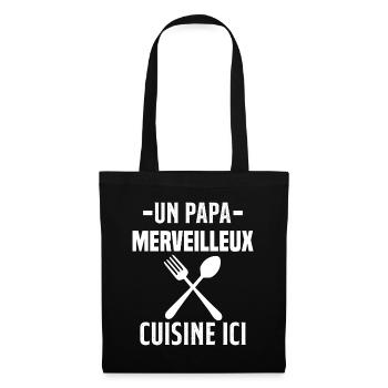 Un papa merveilleux cuisine ici - Sac en tissu - noir - Devant