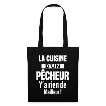 La cuisine d'un pêcheur Humour Cadeau pêche - Sac en tissu - noir - Devant