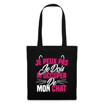je peux pas mon chat femme humour cadeau - Sac en tissu - noir - Devant