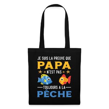 Papa Pêche Pêcheur Bébé Nourrisson Naissance - Sac en tissu - noir - Devant