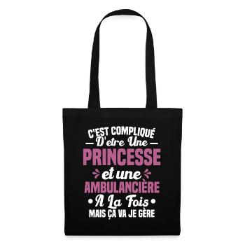 Princesse et Ambulancière Cadeau Humour - Sac en tissu - noir - Devant
