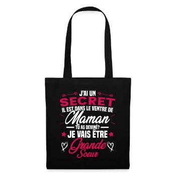 Tu as deviné je vais être grande soeur Humour - Sac en tissu - noir - Devant