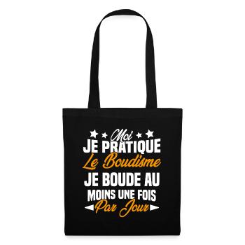 je boude au moins une fois par jour - Sac en tissu - noir - Devant