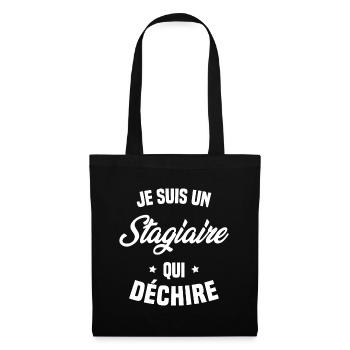 Stagiaire Qui Déchire Cadeau Humour - Sac en tissu - noir - Devant