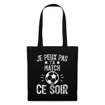 Je Peux Pas Y'A Match Ce soir Joueur Football - Sac en tissu - noir - Devant