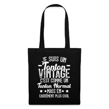 Tonton Vintage C'est Comme Tonton Normal Plus Cool - Sac en tissu - noir - Devant