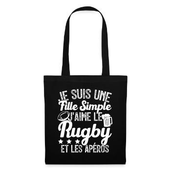 Femme Joueur De Rugby Cool Filles Rugby Et Apéros - Sac en tissu - noir - Devant