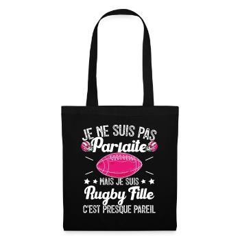 Rugby Femme Fille Cadeau Joueur De Rugby - Sac en tissu - noir - Devant