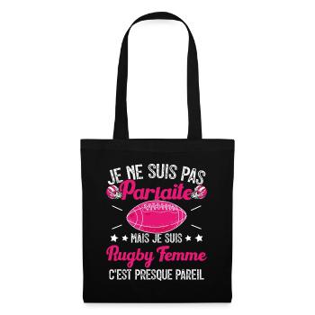 Rugby Femme Fille Cadeau Joueur De Rugby - Sac en tissu - noir - Devant