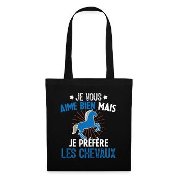 Je Vous Aime Bien Equitation Cheval Cadeau - Sac en tissu - noir - Devant