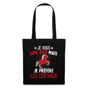 Je Vous Aime Bien Equitation Cheval Cadeau - Sac en tissu - noir - Devant