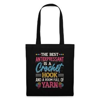 Crochet hook and room full of yarn, crochet - Tote Bag - black - Front