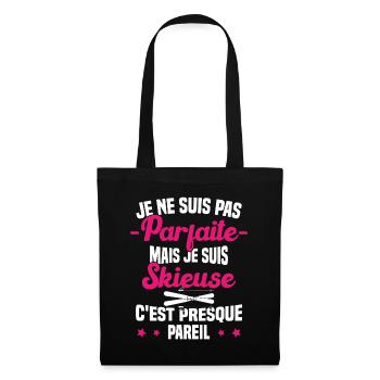 Pas parfaite mais je suis Skieuse Cadeau Humour - Sac en tissu - noir - Devant