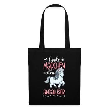 Coole Mädchen reiten Andalusier - Stoffbeutel - Schwarz - Vorne