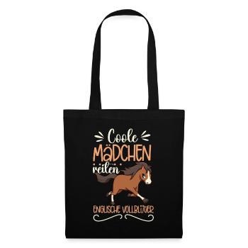 Coole Mädchen reiten Englisches Vollblut - Stoffbeutel - Schwarz - Vorne