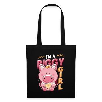 Im A Piggy Girl, Schweineliebhaber - Stoffbeutel - Schwarz - Vorne