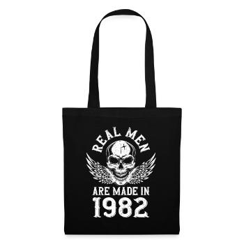 Anniversaire 1982 De vrais hommes naissent en 1982 - Sac en tissu - noir - Devant