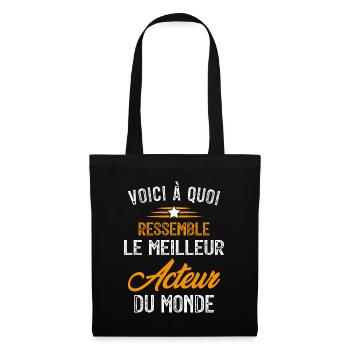 Voici à quoi ressemble le meilleur Acteur Cadeau - Sac en tissu - noir - Devant