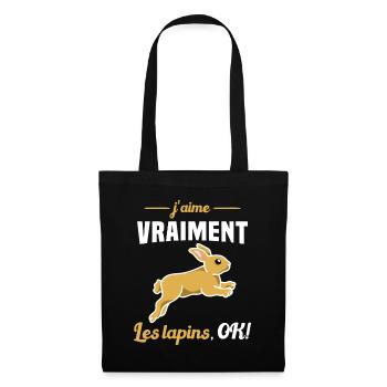 J'aime vraiment les Lapins OK - Sac en tissu - noir - Devant