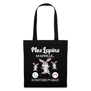 Mes Lapins m'appellent et je dois aller - Sac en tissu - noir - Devant