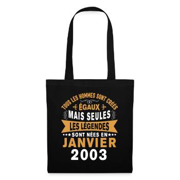 Les légendes sont nées en Janvier 2003 Vintage - Sac en tissu - noir - Devant