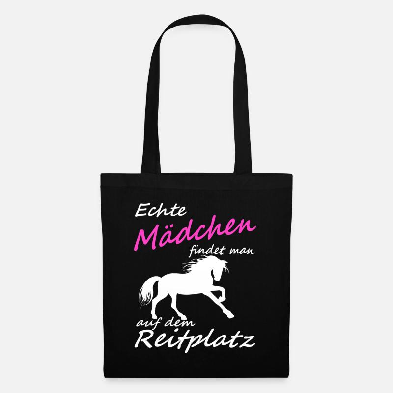 Echte Mädchen findet man auf dem Reitplatz, Reiten - Stoffbeutel - Schwarz