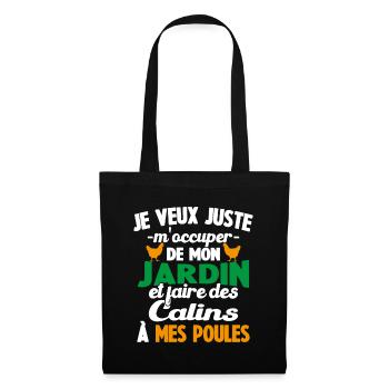 M'occuper de mon jardin Cadeau jardinier poules - Sac en tissu - noir - Devant